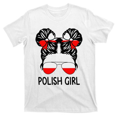 Polish Girl Messy Hair Poland Pride Root Patriotic T-Shirt