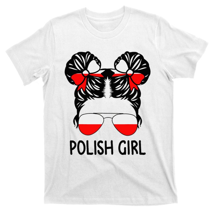 Polish Girl Messy Hair Poland Pride Root Patriotic T-Shirt