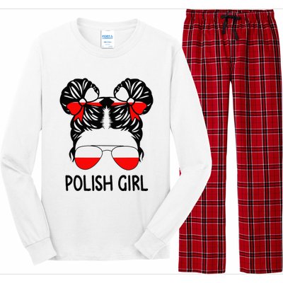 Polish Girl Messy Hair Poland Pride Root Patriotic Long Sleeve Pajama Set