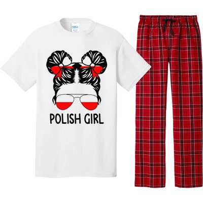 Polish Girl Messy Hair Poland Pride Root Patriotic Pajama Set