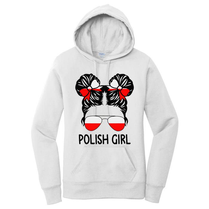 Polish Girl Messy Hair Poland Pride Root Patriotic Women's Pullover Hoodie