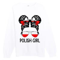 Polish Girl Messy Hair Poland Pride Root Patriotic Premium Crewneck Sweatshirt