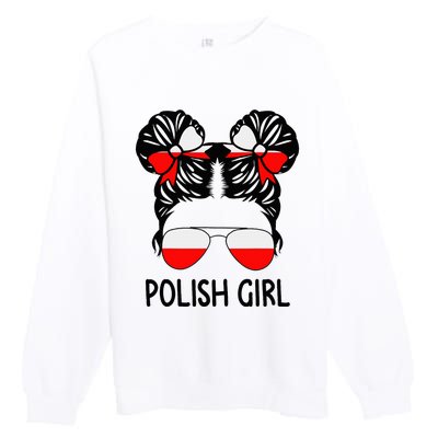 Polish Girl Messy Hair Poland Pride Root Patriotic Premium Crewneck Sweatshirt