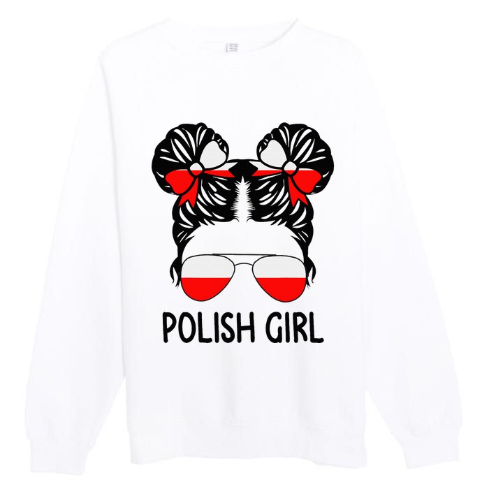 Polish Girl Messy Hair Poland Pride Root Patriotic Premium Crewneck Sweatshirt