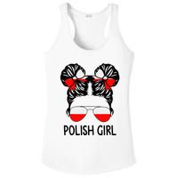 Polish Girl Messy Hair Poland Pride Root Patriotic Ladies PosiCharge Competitor Racerback Tank