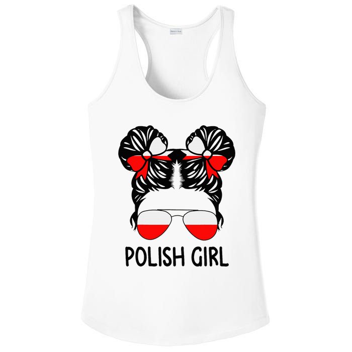 Polish Girl Messy Hair Poland Pride Root Patriotic Ladies PosiCharge Competitor Racerback Tank