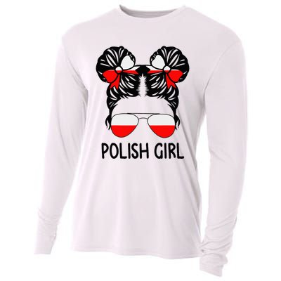 Polish Girl Messy Hair Poland Pride Root Patriotic Cooling Performance Long Sleeve Crew