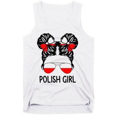 Polish Girl Messy Hair Poland Pride Root Patriotic Tank Top