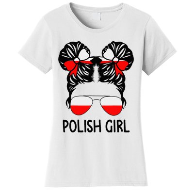 Polish Girl Messy Hair Poland Pride Root Patriotic Women's T-Shirt