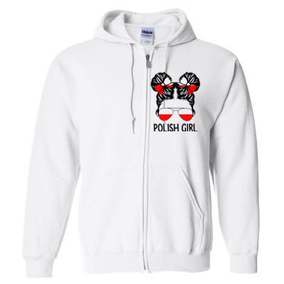 Polish Girl Messy Hair Poland Pride Root Patriotic Full Zip Hoodie