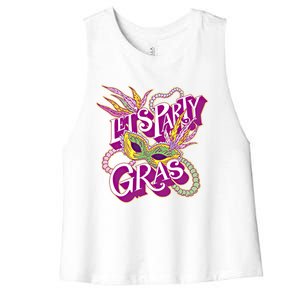 Party Gras Mardi Gras Carnival Fat Tuesday New Orleans Beads Cool Gift Women's Racerback Cropped Tank