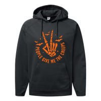 People Give Me The Creeps Halloween Skeleton Horror Skeleton Hand Performance Fleece Hoodie