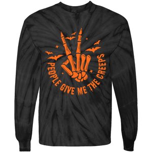 People Give Me The Creeps Halloween Skeleton Horror Skeleton Hand Tie-Dye Long Sleeve Shirt