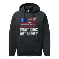 Print Guns Not Money Performance Fleece Hoodie