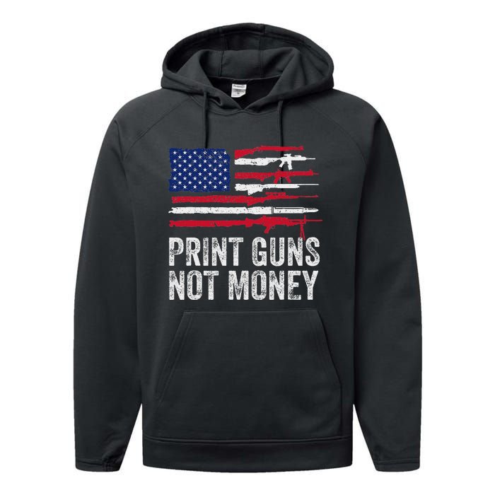 Print Guns Not Money Performance Fleece Hoodie