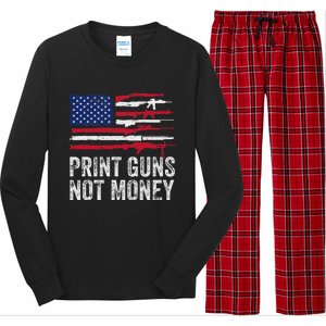 Print Guns Not Money Long Sleeve Pajama Set