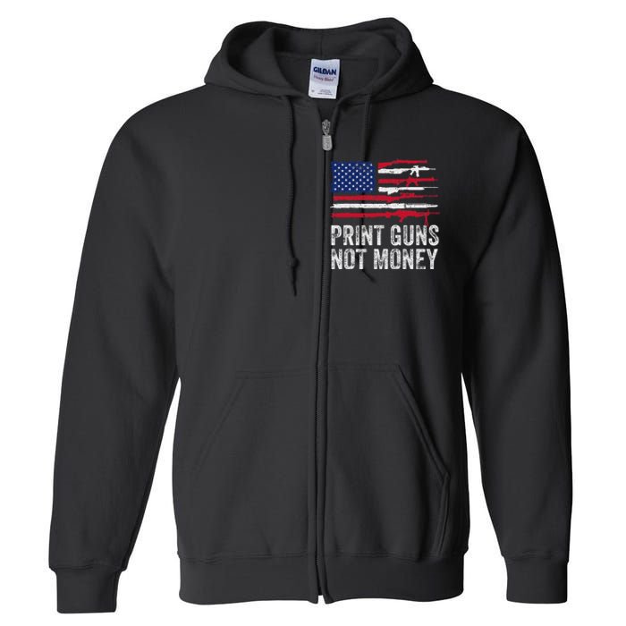 Print Guns Not Money Full Zip Hoodie