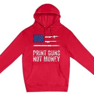 Print Guns Not Money Premium Pullover Hoodie