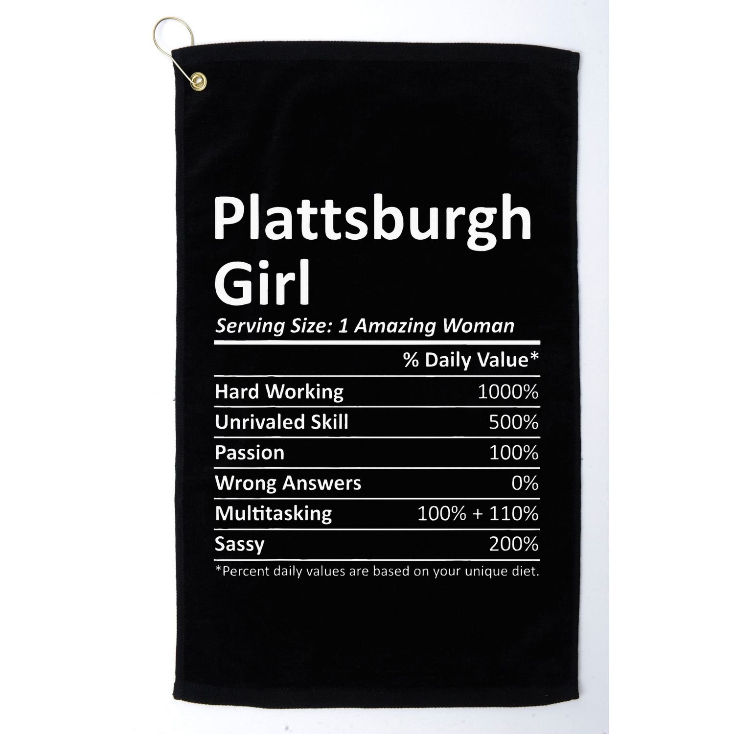 Plattsburgh Girl Ny New York Funny City Home Roots Usa Gift Golf Towel