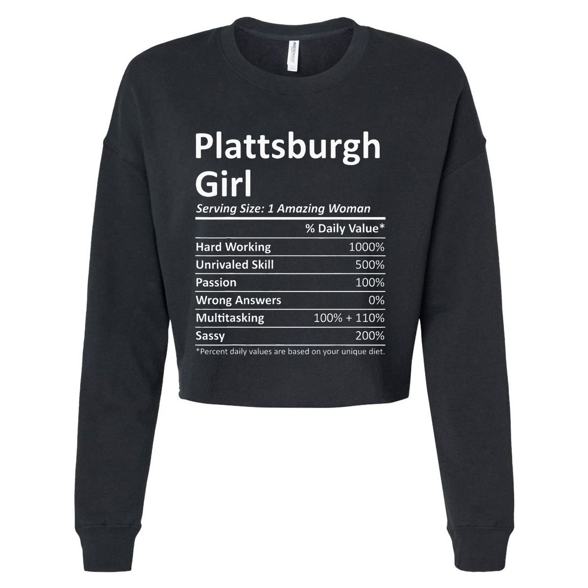 Plattsburgh Girl Ny New York Funny City Home Roots Usa Gift Cropped Pullover Crew
