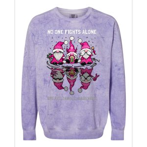 Pink Gnome No One Fights Alone Breast Cancer Awareness Colorblast Crewneck Sweatshirt