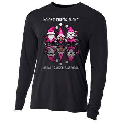 Pink Gnome No One Fights Alone Breast Cancer Awareness Cooling Performance Long Sleeve Crew