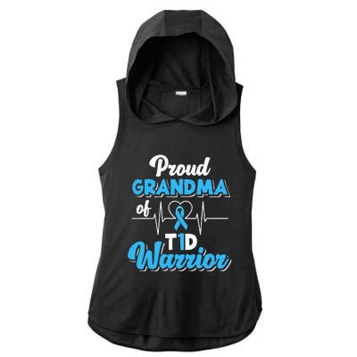 Proud Grandma Of A T1d Warrior Diabetic Diabetes Awareness Ladies PosiCharge Tri-Blend Wicking Draft Hoodie Tank