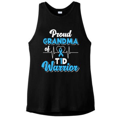 Proud Grandma Of A T1d Warrior Diabetic Diabetes Awareness Ladies PosiCharge Tri-Blend Wicking Tank