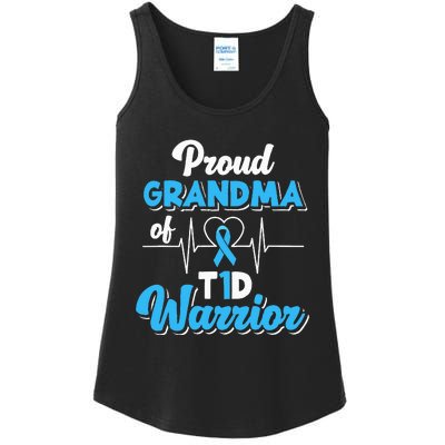 Proud Grandma Of A T1d Warrior Diabetic Diabetes Awareness Ladies Essential Tank