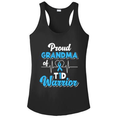 Proud Grandma Of A T1d Warrior Diabetic Diabetes Awareness Ladies PosiCharge Competitor Racerback Tank