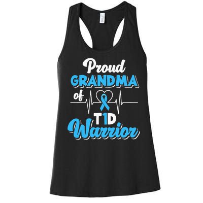 Proud Grandma Of A T1d Warrior Diabetic Diabetes Awareness Women's Racerback Tank