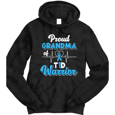 Proud Grandma Of A T1d Warrior Diabetic Diabetes Awareness Tie Dye Hoodie