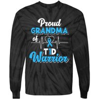 Proud Grandma Of A T1d Warrior Diabetic Diabetes Awareness Tie-Dye Long Sleeve Shirt