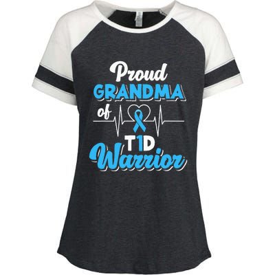 Proud Grandma Of A T1d Warrior Diabetic Diabetes Awareness Enza Ladies Jersey Colorblock Tee