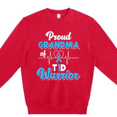 Proud Grandma Of A T1d Warrior Diabetic Diabetes Awareness Premium Crewneck Sweatshirt