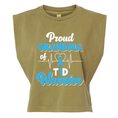 Proud Grandma Of A T1d Warrior Diabetic Diabetes Awareness Garment-Dyed Women's Muscle Tee