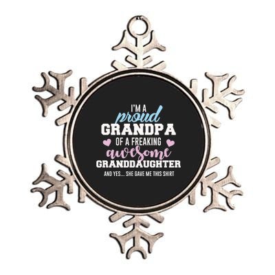 Proud Grandpa Of An Awesome Granddaughter Cool Gift Metallic Star Ornament