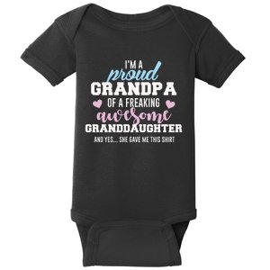 Proud Grandpa Of An Awesome Granddaughter Cool Gift Baby Bodysuit