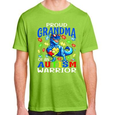 Proud Grandma Of An Autism Warrior Dinosaur Cool Gift Adult ChromaSoft Performance T-Shirt