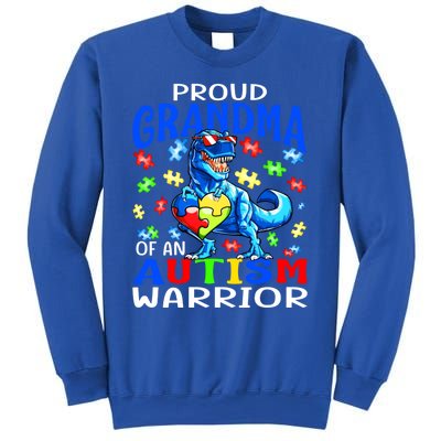 Proud Grandma Of An Autism Warrior Dinosaur Cool Gift Sweatshirt