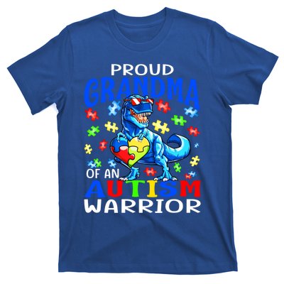 Proud Grandma Of An Autism Warrior Dinosaur Cool Gift T-Shirt