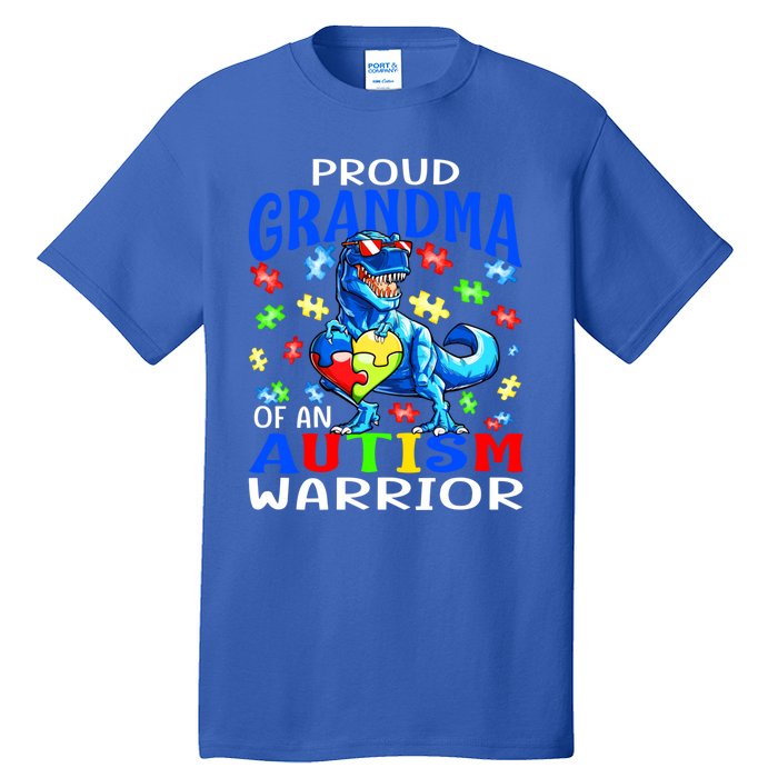 Proud Grandma Of An Autism Warrior Dinosaur Cool Gift Tall T-Shirt