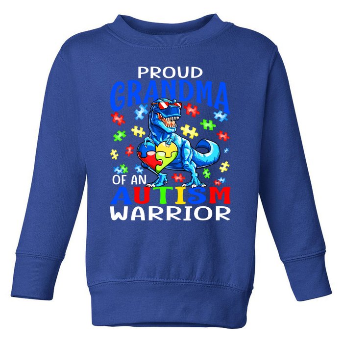 Proud Grandma Of An Autism Warrior Dinosaur Cool Gift Toddler Sweatshirt