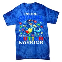 Proud Grandma Of An Autism Warrior Dinosaur Cool Gift Tie-Dye T-Shirt