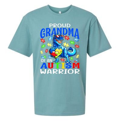 Proud Grandma Of An Autism Warrior Dinosaur Cool Gift Sueded Cloud Jersey T-Shirt