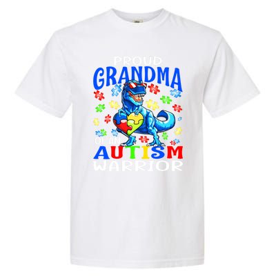 Proud Grandma Of An Autism Warrior Dinosaur Cool Gift Garment-Dyed Heavyweight T-Shirt