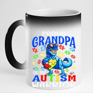 Proud Grandpa Of An Autism Warrior Dinosaur Cute Gift 11oz Black Color Changing Mug