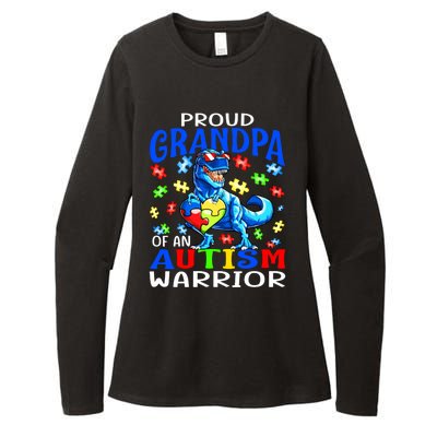 Proud Grandpa Of An Autism Warrior Dinosaur Cute Gift Womens CVC Long Sleeve Shirt