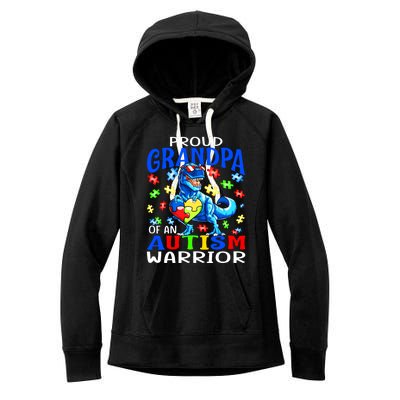 Proud Grandpa Of An Autism Warrior Dinosaur Cute Gift Women's Fleece Hoodie