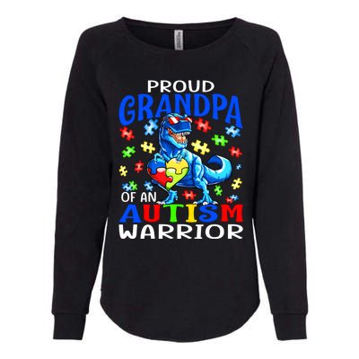 Proud Grandpa Of An Autism Warrior Dinosaur Cute Gift Womens California Wash Sweatshirt